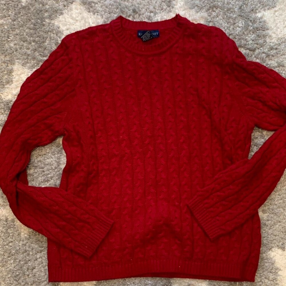 Bright Red Karen Scott Cable Knit Sweater